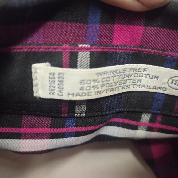 Foxcroft NYC Plaid Non-Iron Button Down Long Sleeve Plaid Shirt Womens - Picture 2 of 3